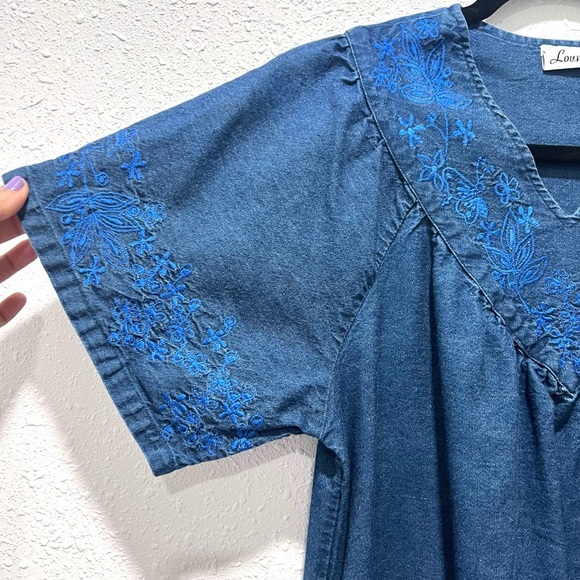 LOUNGEES Blue Dress with embroidered accents Small - Picture 6 of 8